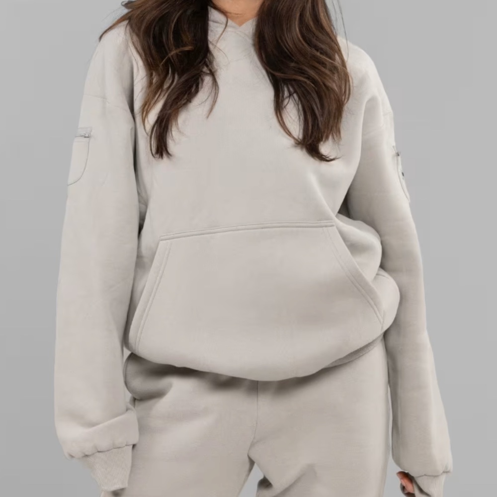 Comfrt - travel essentials hoodie and sweatpant - stone, medium